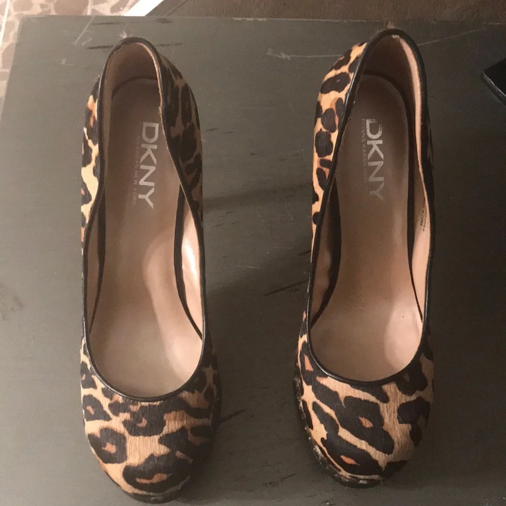 DKNY | Platform Wedge Faux Fur Animal Leopard Print Pumps